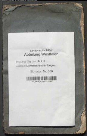 Verzeichnis der Domanialrenten im Rentamt Bilstein