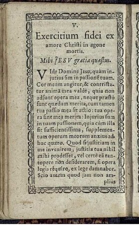 V. Exercitium fidei ex amore Christi in agone mortis