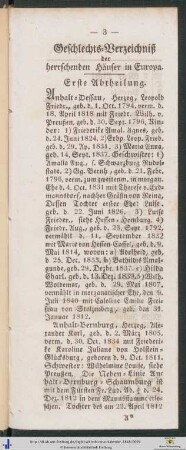 Geschlechts-Verzeichniß der herrschenden Häuser in Europa. Erste Abtheilung.