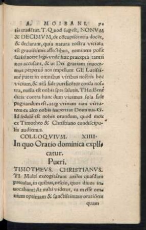 Colloquium. XIIII. In quo Oratio dominica explicatur.