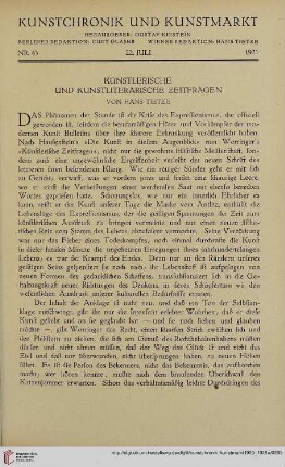 Neue Folge 32 = Jahrgang 56: Künstlerische und kunstliterarische Zeitfragen