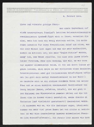 Brief von Hans von Hülsen an Margarete Hauptmann