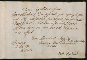 1r, Eintrag des Erstbesitzers: Mauchart, David. Tübingen. 20.09.1755.