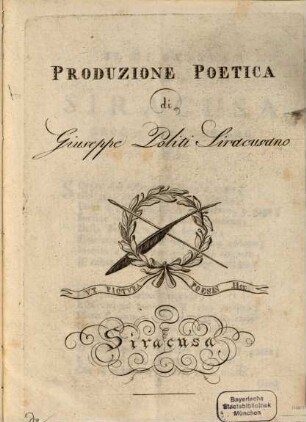 Produzione poetica : Il di festivo di Siracusa capo-intendenza 1817