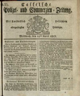 Nr. 33, Mittwoch, den 23sten April 1817