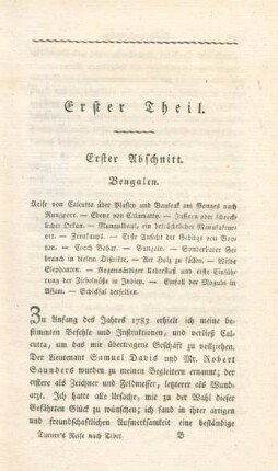 Erster Abschnitt. Bengalen