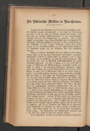 Die Rheinische Mission in Neu-Guinea