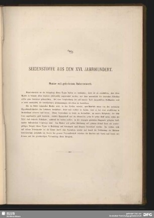 Seidenstoffe aus dem XVI. Jahrhundert