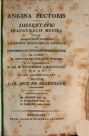 De angina pectoris : diss. inaug. med.
