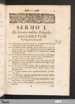Sermo I. De scientia militiæ Religiosæ.