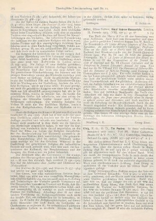 324 [Rezension] Adler, Elkan Nathan, About Hebrew Manuscripts