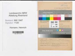 Entnazifizierung Heinrich Homann , geb. 04.03.1884 (Revisor)