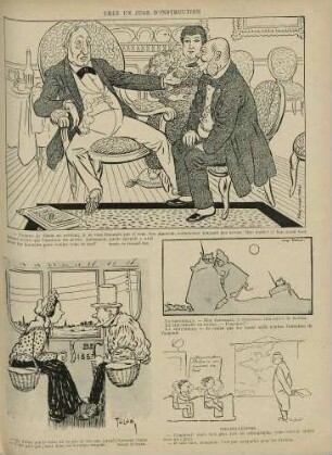 Chez un juge d'instruction; - On dirait que le train ne va pas si vite que quand j'sommes venus; La Sentinelle. - mon lieutenant, je désirerais être relevé de faction; Philhellénisme