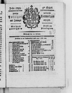 9tes Stück, Ausgabe vom 28. Februar 1798