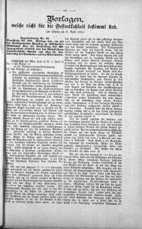 Vorlagen welche nicht für die Oeffentlichkeit bestimmt sind., 27. April 1898