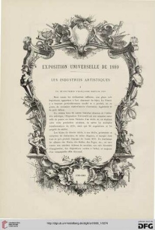 15: Exposition universelle de 1889 : les industries artistiques, [1], la bijouterie française depuis 1789