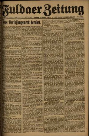 Ausgabe vom Freitag, den 01. August 1919.