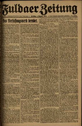 Ausgabe vom Freitag, den 01. August 1919.