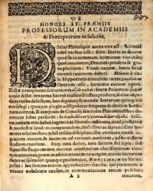 De honore et praemiis professorum in academiis, et praeceptorum in scholis
