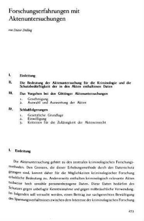 273-288, Forschungserfahrungen mit Aktenuntersuchungen