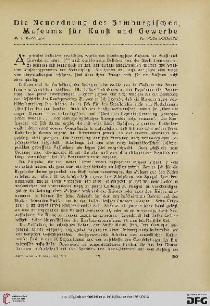 13.1921: Die Neuordnung des Hamburgischen Museums für Kunst und Gewerbe