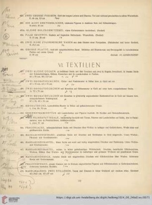 VI. Textilien (Nr. 457-478)