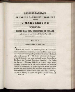 Rettificazione di Talune Narrazioni Storiche intorno a Manfredi