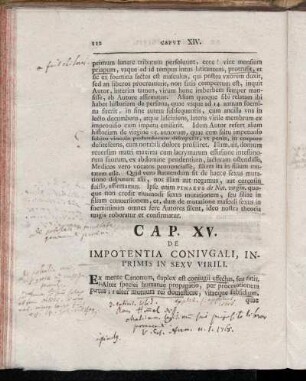 Cap. XV. De Impotentia Coniugali, inprimis in Sexu Virili.