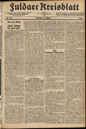 Ausgabe vom Samstag, den 18. Oktober 1924.