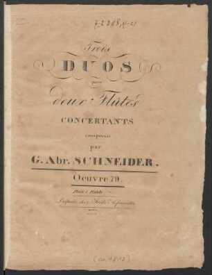 Trois Duos pour deux Flûtes Concertants Oeuvre 79