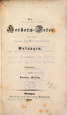 Die Herders-Feier in Erlangen