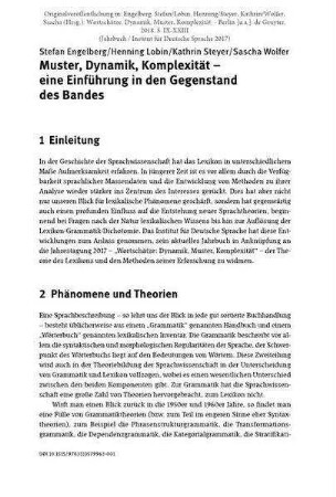 Muster, Dynamik, Komplexität – eine Einführung in den Gegenstand des Bandes
