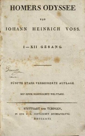 Homers Odyssee, [1]. I - XII Gesang