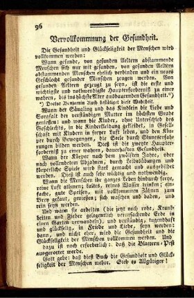 Vervollkommung der Gesundheit.