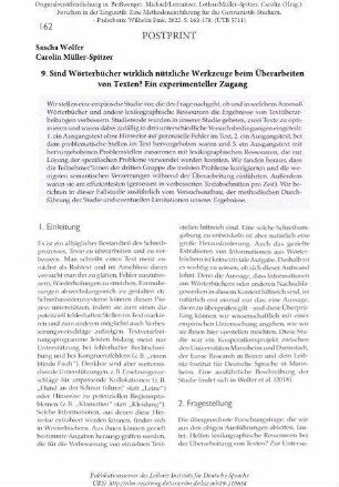 Sind Wörterbücher wirklich nützliche Werkzeuge beim Überarbeiten von Texten? Ein experimenteller Zugang
