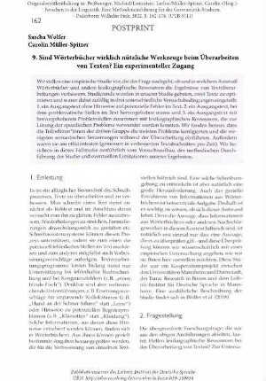 Sind Wörterbücher wirklich nützliche Werkzeuge beim Überarbeiten von Texten? Ein experimenteller Zugang