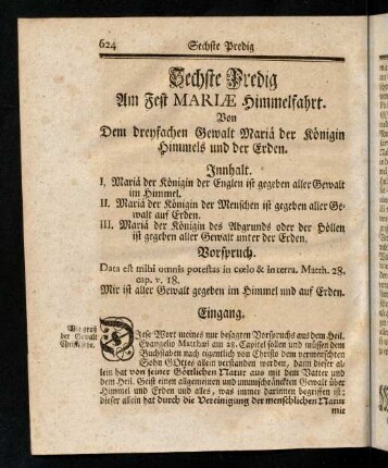 624-635, Sechste Predig am Fest Mariae Himmelfahrt