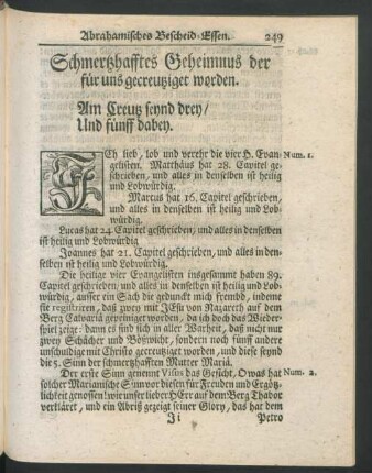 Schmerzhafftes Geheimnus der für uns gecreutziget worden