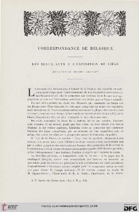 3. Pér. 34.1905: Les beaux-arts à l'exposition de Liège, 2 : correspondance de Belgique