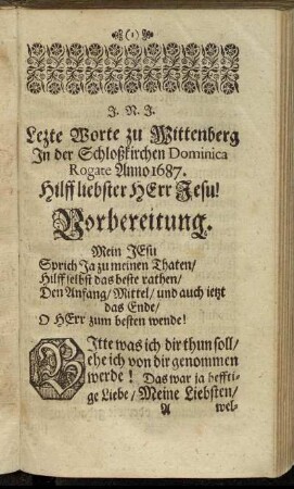 Lezte Worte zu Wittenberg [...]
