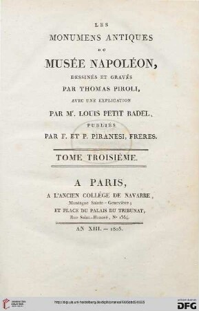 Band 3: Les monumens antiques du Musée Napoléon