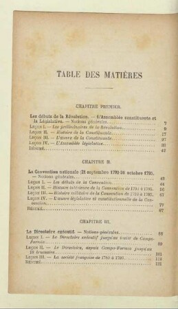 Table de matières