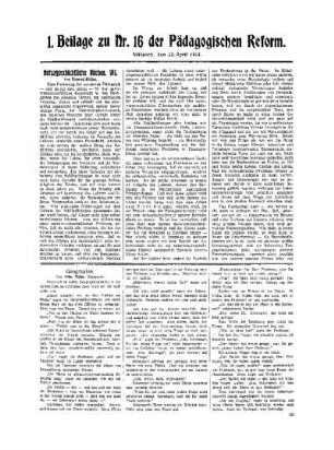 Geographie : 1. Beilage zu Nr. 16 der Pädagogischen Reform