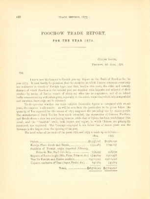 Foochow trade report