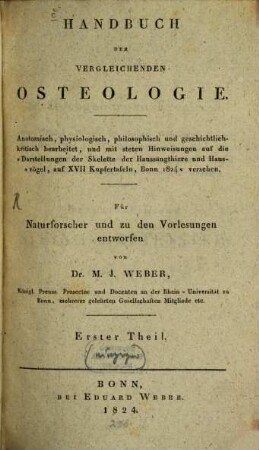 Handbuch der vergleichenden Osteologie. 1. (1824)