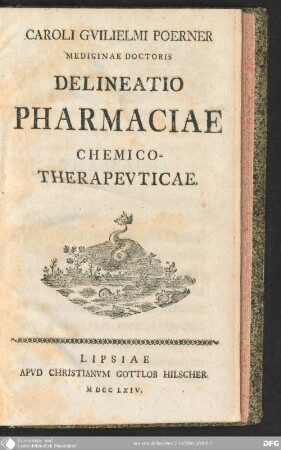 Caroli Guilielmi Poerner Delineatio pharmaciae chemico-therapeuticae