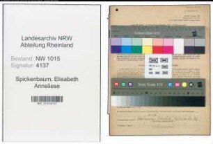 Entnazifizierung Elisabeth Anneliese Spickenbaum , geb. 04.04.1911 (Zahnaerztin)