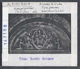 Alpirsbach: Klosterkirche, Hauptportal, Tympanon. Christus als Weltenrichter