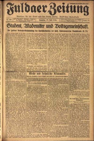 Erste Ausgabe vom Sonntag, den 25. Juli 1926.