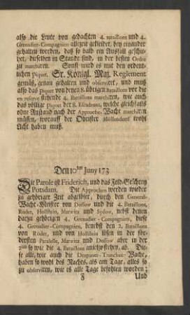 Den 10ten Juny 173